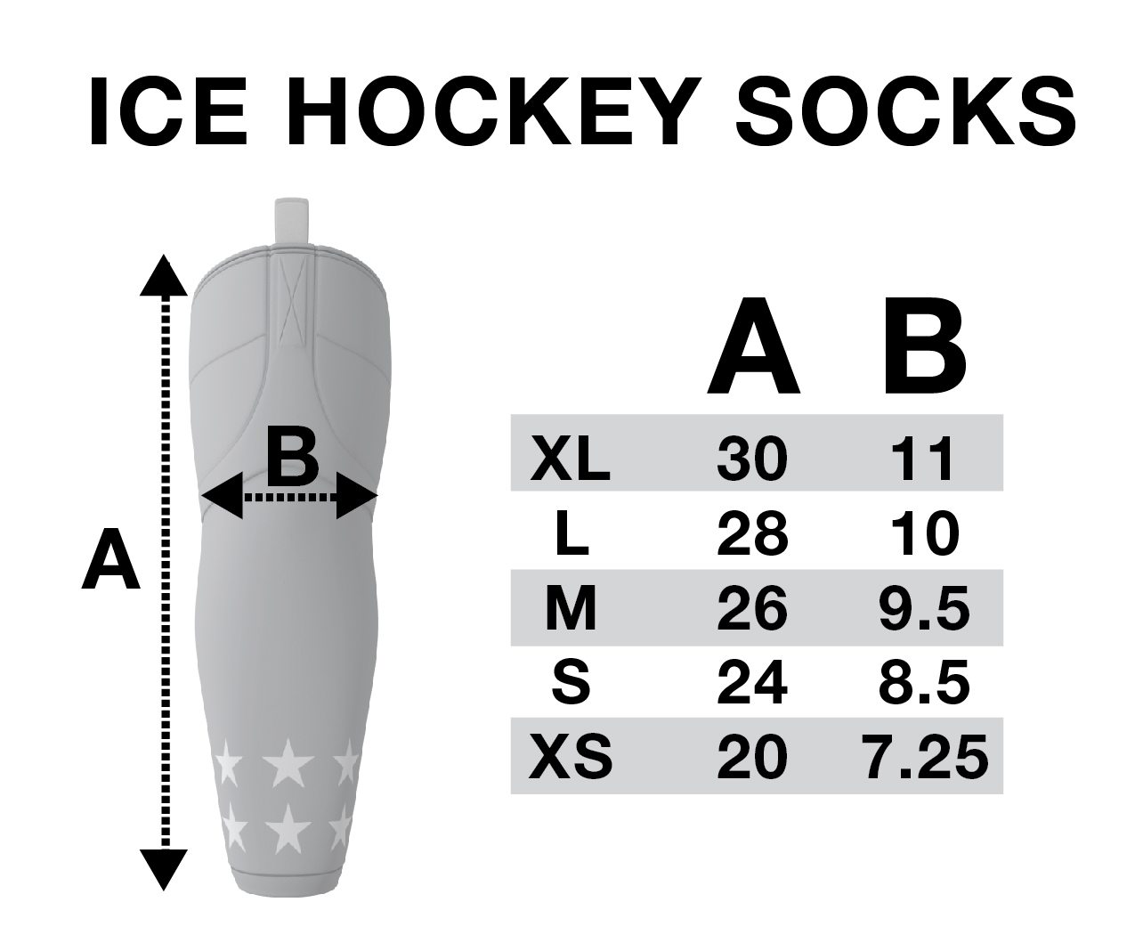 Hockey Socks Sizing Chart