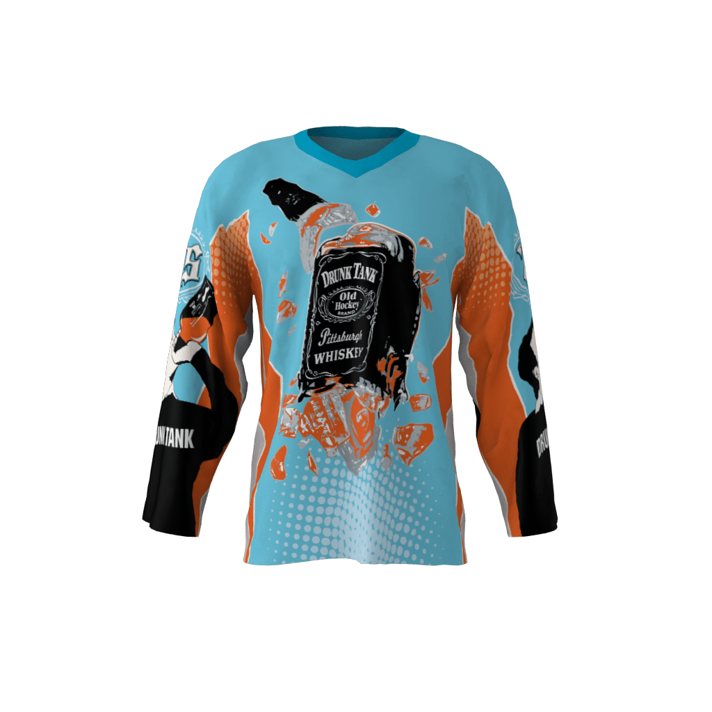 orange and blue hockey jersey