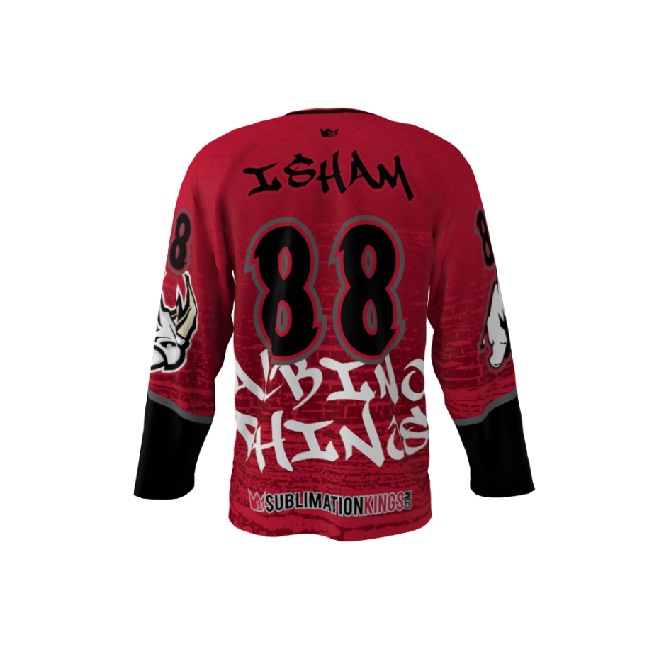 Albino Rhinos Red Custom Hockey Jersey Sublimation Kings