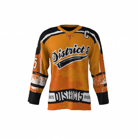 District 5 Orange Custom Dye Sublimated Ice Hockey Jersey