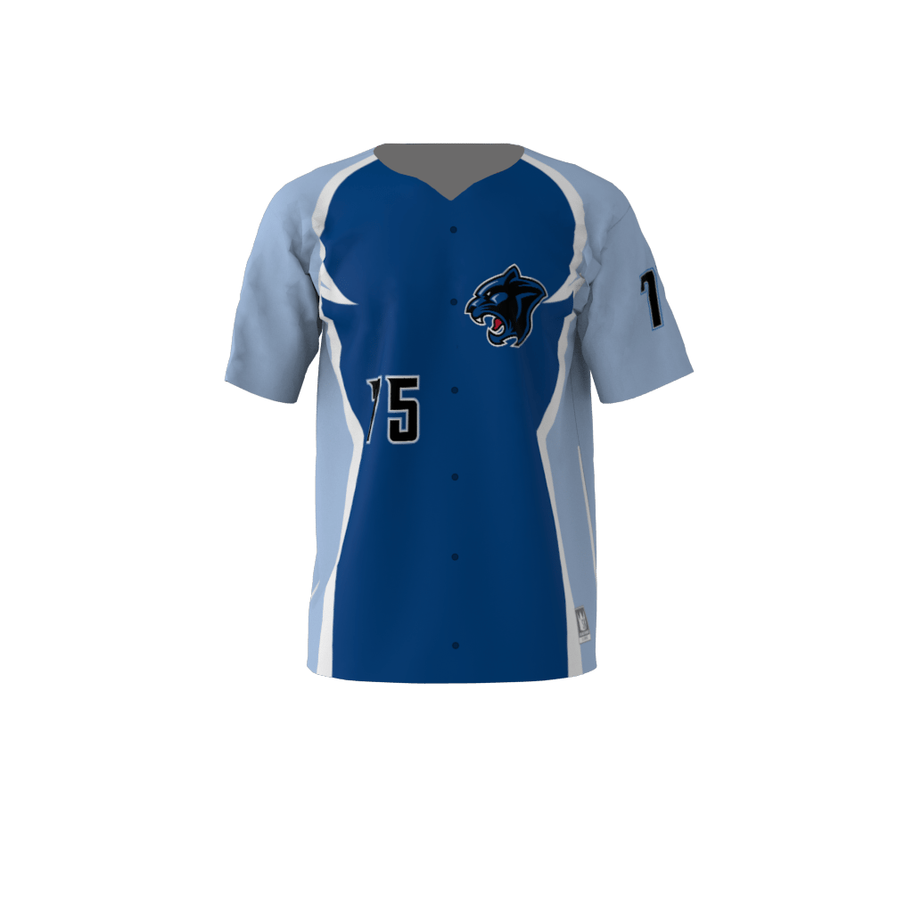 blue and grey baseball jersey