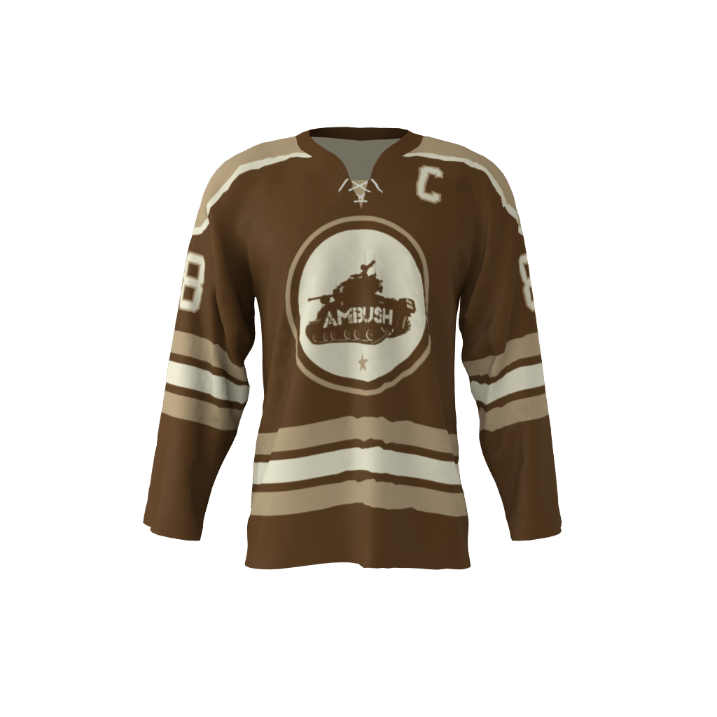 Custom Brown White-Gold Hockey Jersey Discount