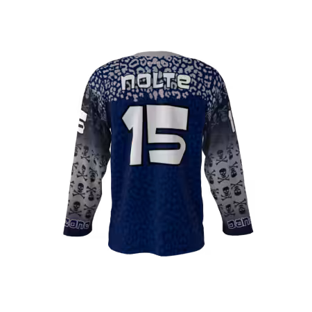 Alternative view of Whore Island Ocelots Blue Hockey Jersey