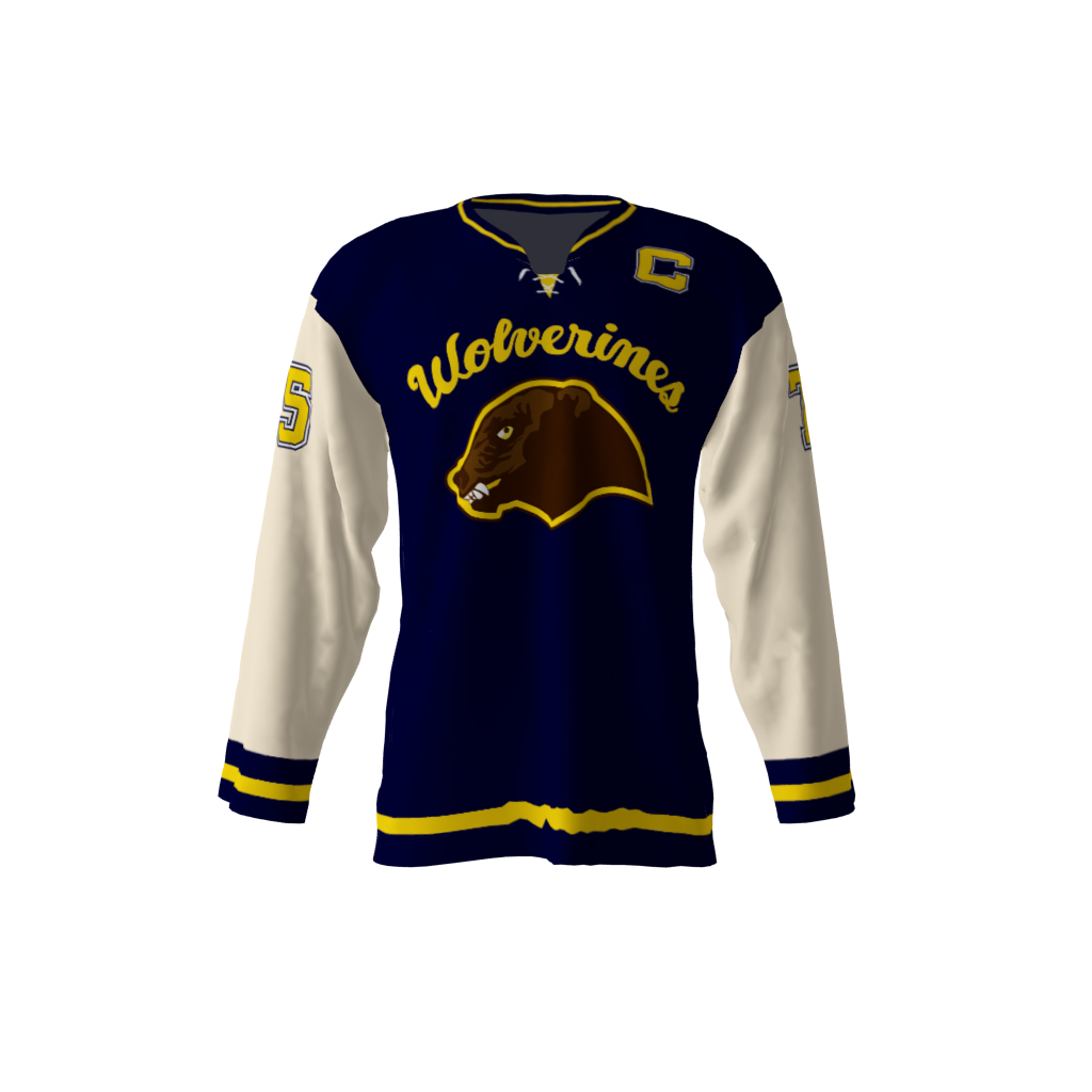 Michigan Wolverines Hockey Jersey Oversize Navy Yellow Small - Culture  Source