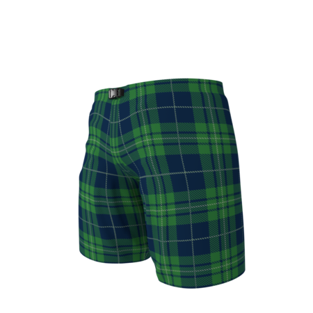Front view of a custom dye sublimated plaid ice hockey pant shell