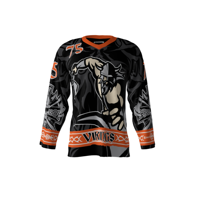 Black Orange Vikings Hockey Jersey | Sublimation Kings