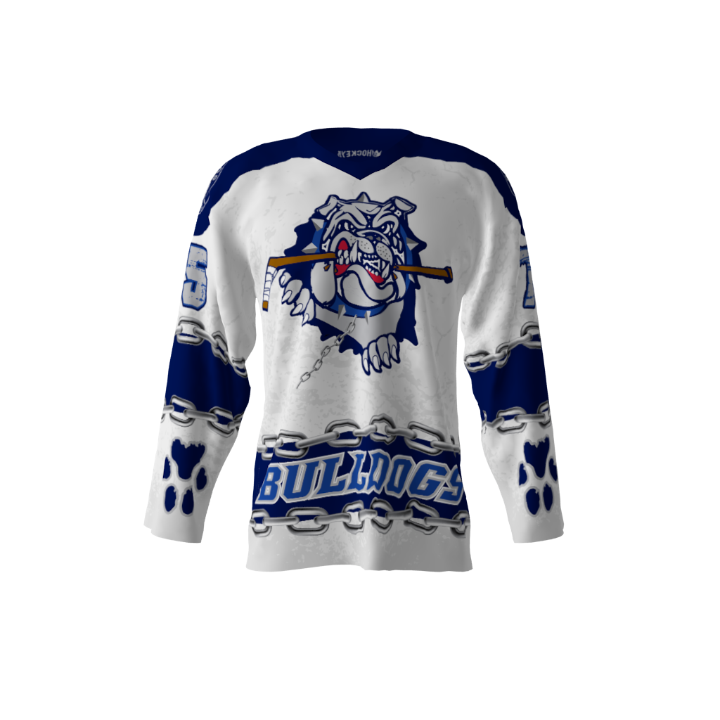 Bulldogs White Blue Hockey Jersey