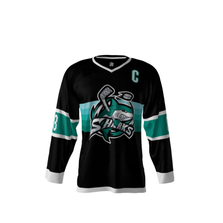 Sharks Black Hockey Jersey Front