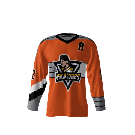 Jagr Bombs Orange Hockey Jersey Front
