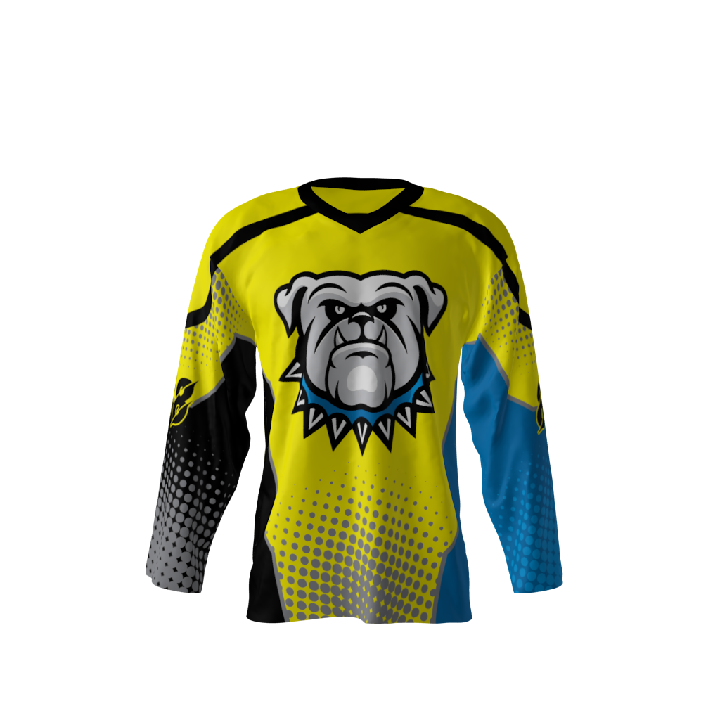 Ice Dogs Yellow Hockey Jersey Front