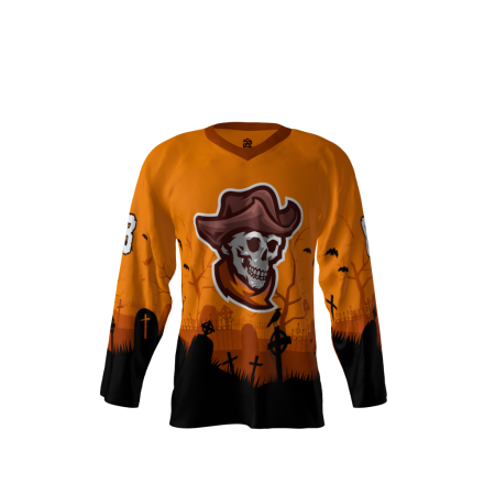 Outlaws Halloween Orange Hockey Jersey Front