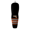 Front view of a custom dye sublimated Puckhunters Ice Hockey Sock