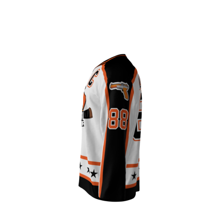 Puck Hunters White Hockey Jersey Left