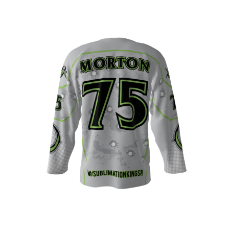 Back view of Gray Outlaws Dye Sublimated Hockey Jersey