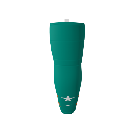 Back view of a custom dye sublimated Tropics Teal Ice Hockey Sock