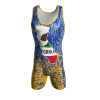 Front view of a custom dye sublimated wrestling singlet