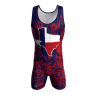 Front view of a custom dye sublimated wrestling singlet