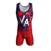 Front view of a custom dye sublimated wrestling singlet