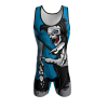 Front view of a custom dye sublimated wrestling singlet