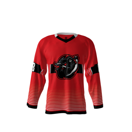 Front view of a custom dye sublimated Reapers hockey jersey