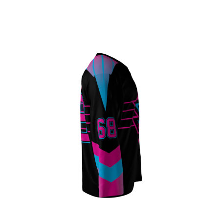 Right view of a custom dye sublimated Jagr Bombs hockey jersey
