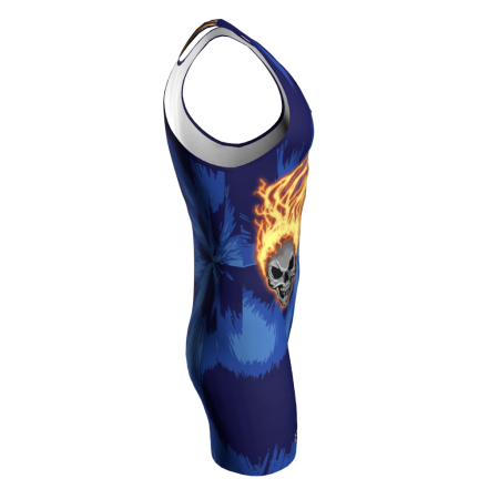 Right view of a custom dye sublimated wrestling singlet