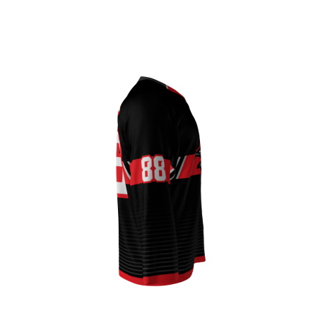 Right view of a custom dye sublimated Reapers hockey jersey