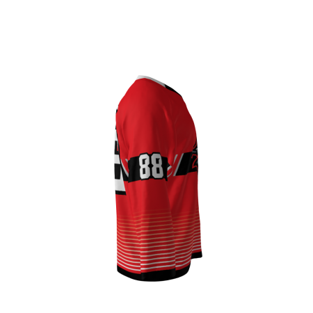 Right view of a custom dye sublimated Reapers hockey jersey