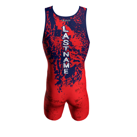 Back view of a custom dye sublimated wrestling singlet