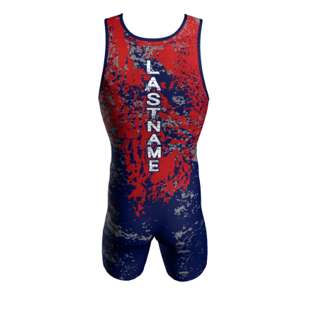 Back view of a custom dye sublimated wrestling singlet