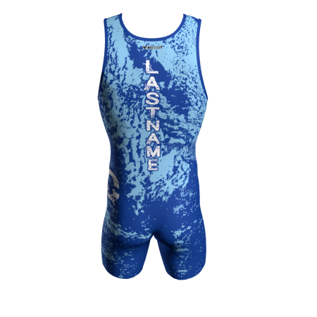 Back view of a custom dye sublimated wrestling singlet