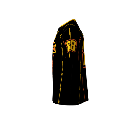 Left view of a custom dye sublimated Thunder Black softball jersey