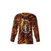 Front view of a custom dye sublimated Raging Roosters hockey jersey