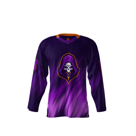 Front view of a custom dye sublimated Rapture Purple hockey jersey
