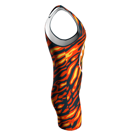 Right view of a custom dye sublimated wrestling singlet