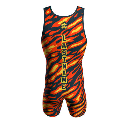 Back view of a custom dye sublimated wrestling singlet