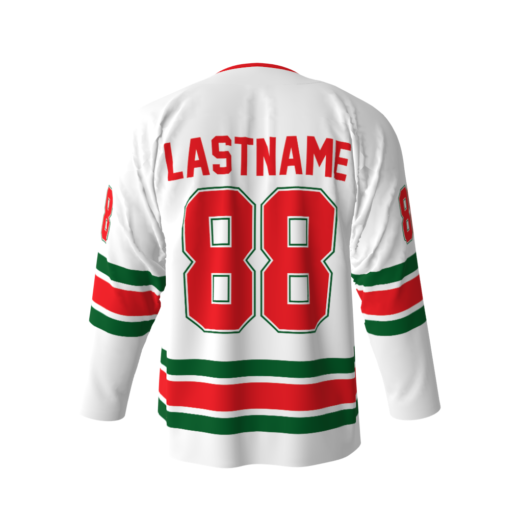 Santa's Little Helpers White Hockey Jersey - Image 3