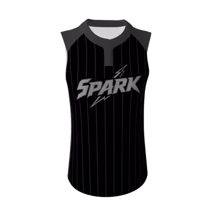 Spark Blackout women's 2-button fastpitch softball jersey with tonal black pinstripes