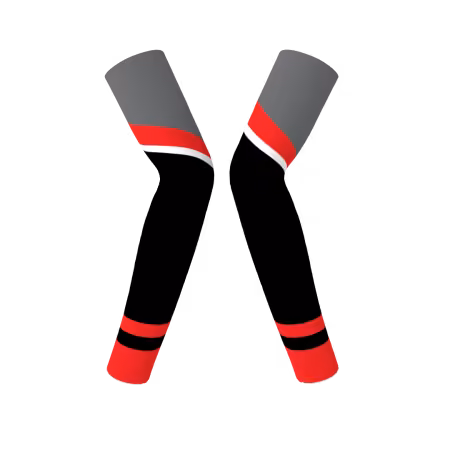 A-Team volleyball arm sleeves with red black gray and white color blocking