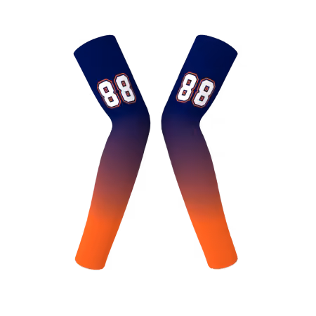 Skyline volleyball arm sleeves with navy blue and orange gradient design