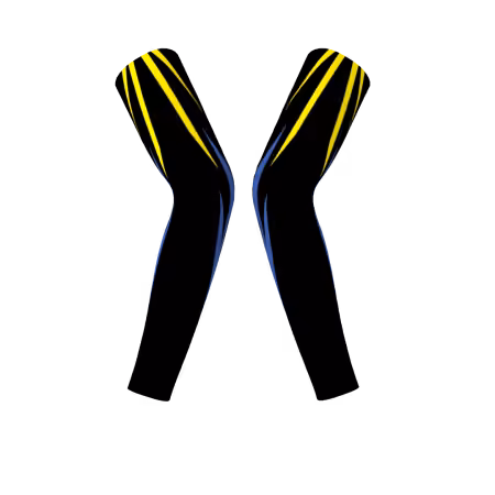 Power volleyball arm sleeves with black yellow and blue graphic design