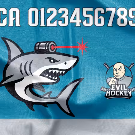 Sharks With Frickin’ Laser Beams Attached To Their Heads Blue Hockey Jersey - Image 5