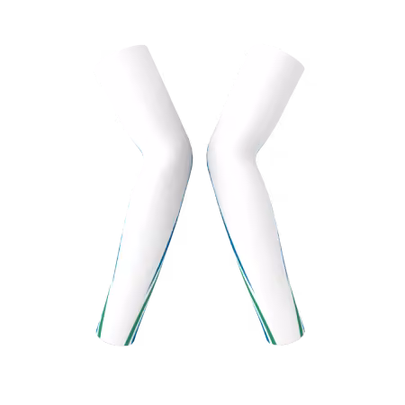Spiketown volleyball arm sleeves with teal blue and green graphic design