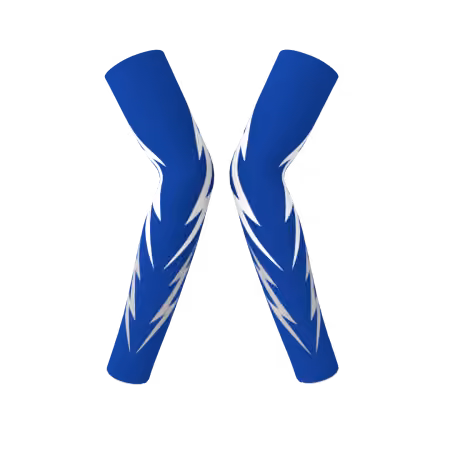 Storm volleyball arm sleeves with royal blue and white lightning design